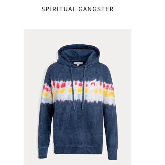 Spiritual Gangster Tops - Peloton Spiritual x Gangster Tie Dye Hoodie Pullover S Blue Pink Yellow
